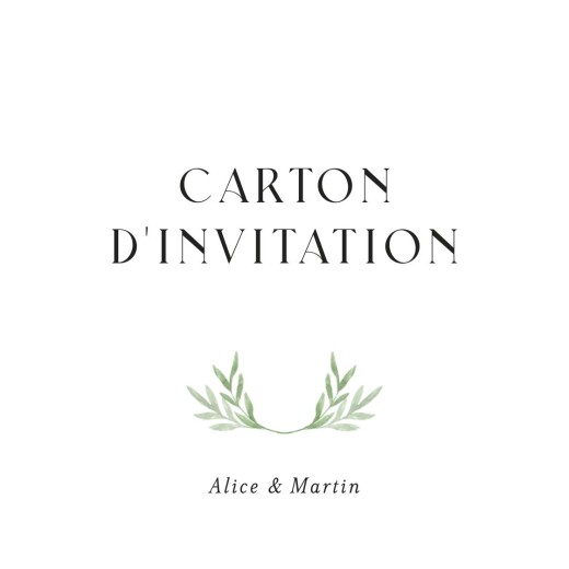 Carton d'invitation mariage Cœur végétal (dorure) blanc - Recto