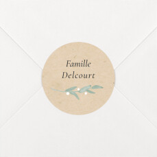 Stickers pour enveloppes vœux Couronne d'eucalyptus Beige