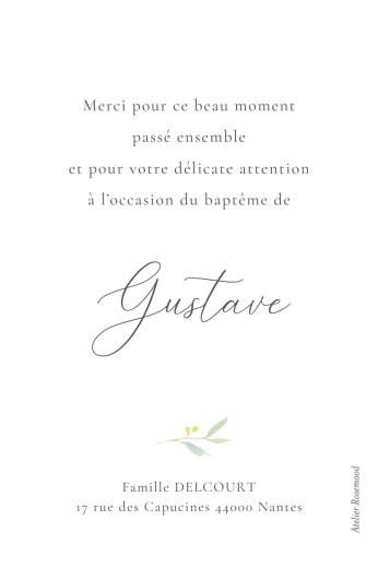 Carte de remerciement Bouquet bohème vert - Verso