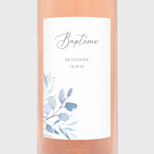 Étiquette de bouteille baptême Bouquet champêtre bleu - Vue 1