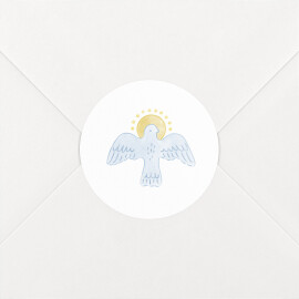 Stickers pour enveloppes baptême Symboles aquarellés bleu clair