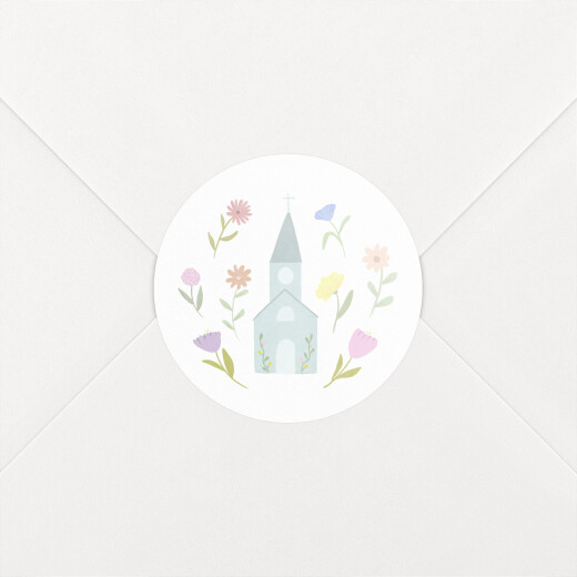 Stickers pour enveloppes baptême Village en fête blanc - Vue 1
