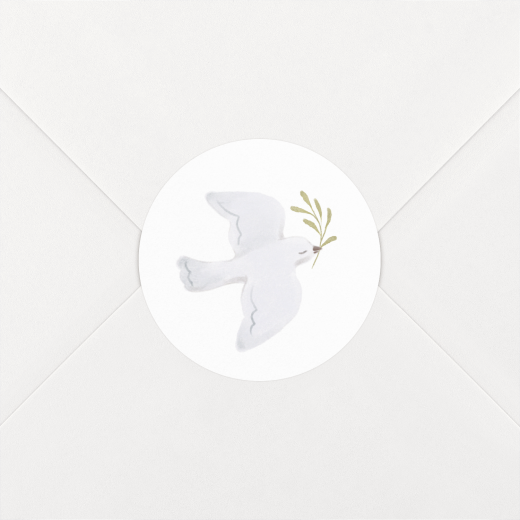Stickers pour enveloppes baptême Colombe champêtre blanc - Vue 1