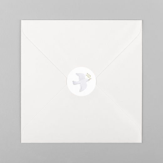 Stickers pour enveloppes baptême Colombe champêtre blanc - Vue 2