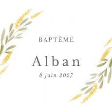 Etiquette perforée baptême Colombe champêtre jaune