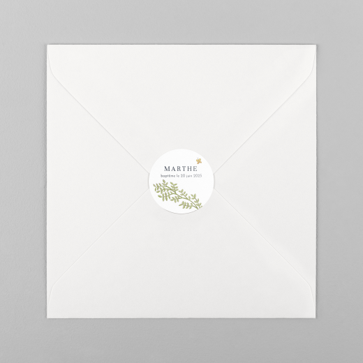 Stickers pour enveloppes baptême Histoire du jardin blanc - Vue 2