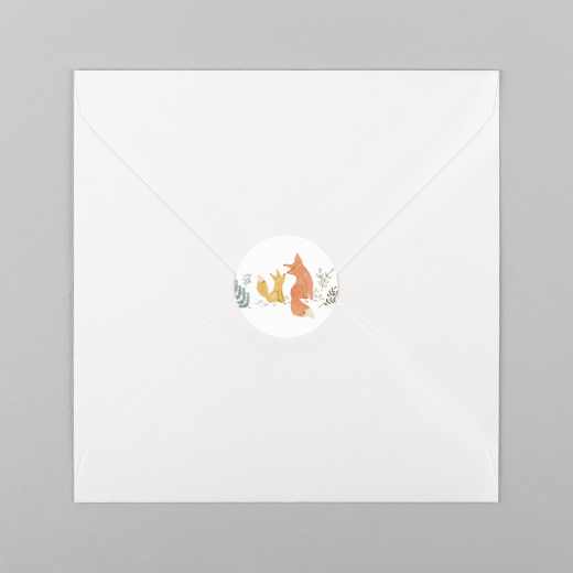 Stickers pour enveloppes naissance Renard aquarelle bleu - Vue 2