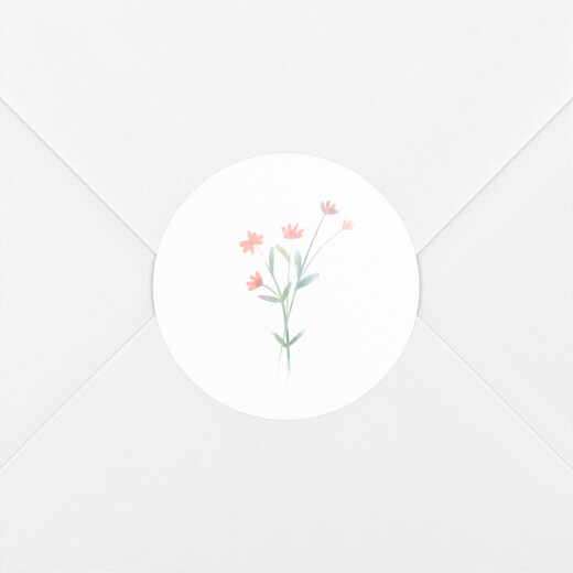 Stickers pour enveloppes baptême Couronne florale rose - Vue 1